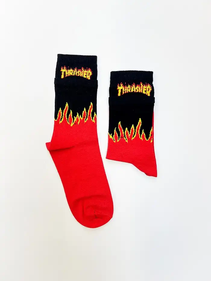 جوراب ساق بلند دوکش طرح Thrasher یونیسکس
