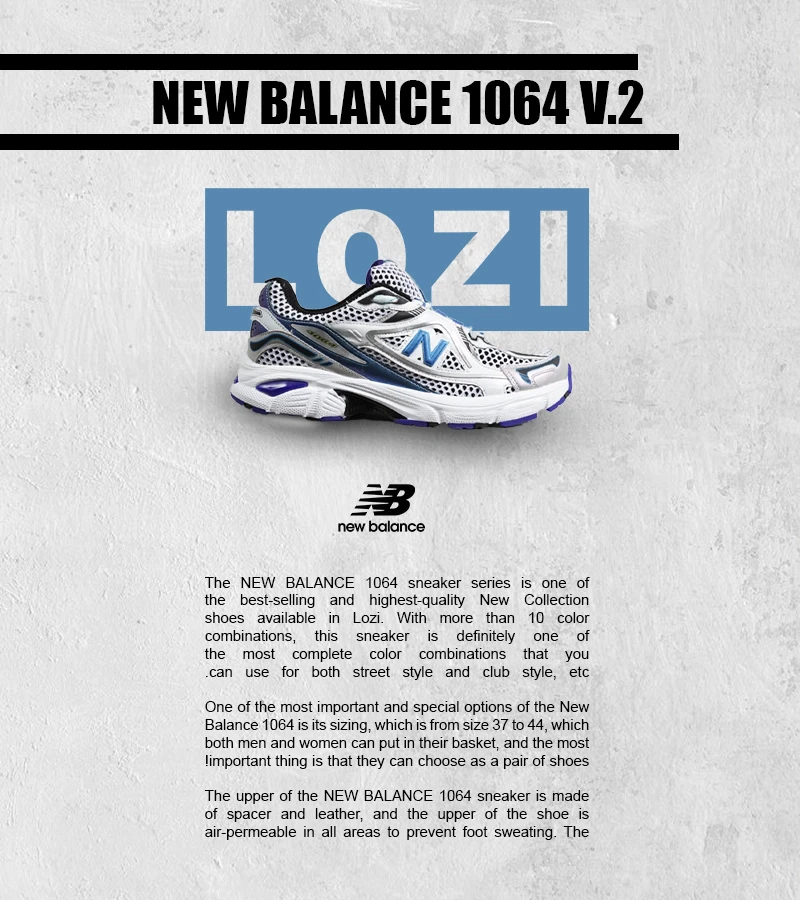 کفش کتانی مردانه و زنانه طوسی مشکی آبی NEW BALANCE 1064 V.2 مدل 6662