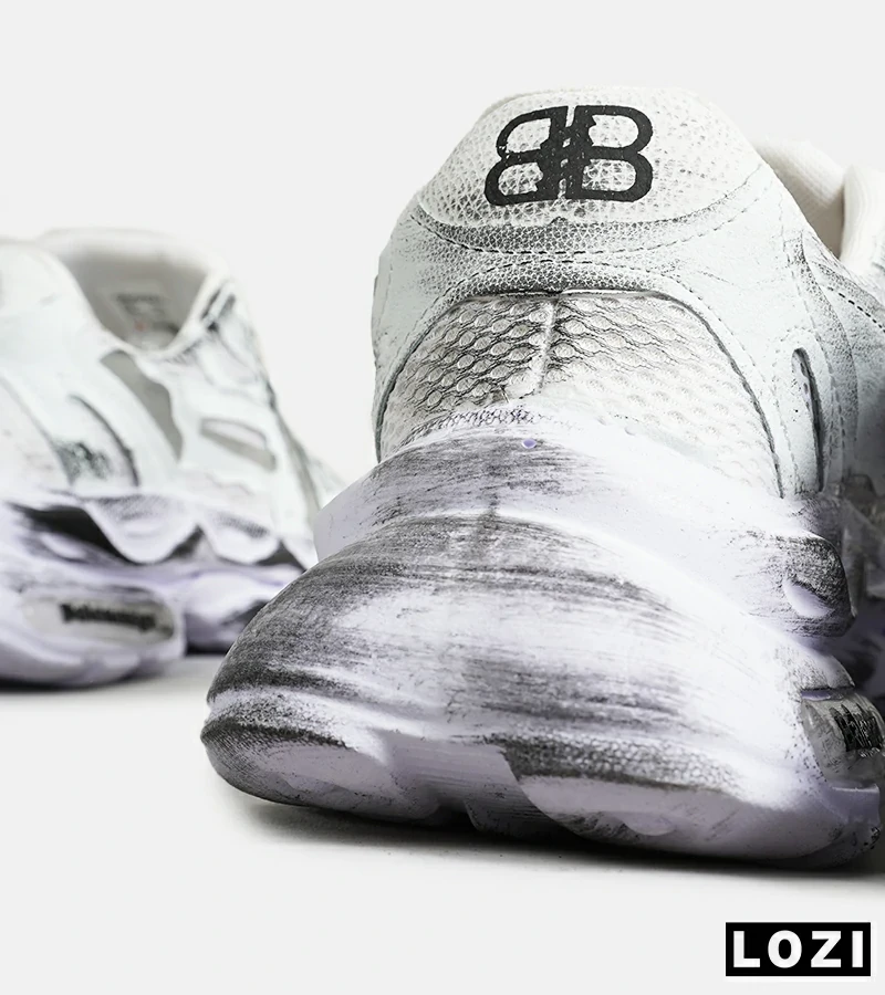 کفش کتانی مردانه و زنانه سفید طوسی Balenciaga مدل 7019