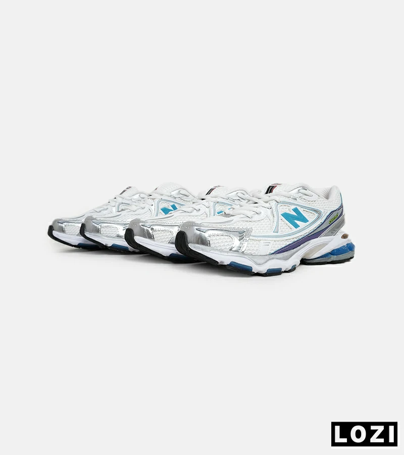 کفش کتانی مردانه و زنانه سفید طوسی آبی NEW BALANCE 1064 مدل 6312