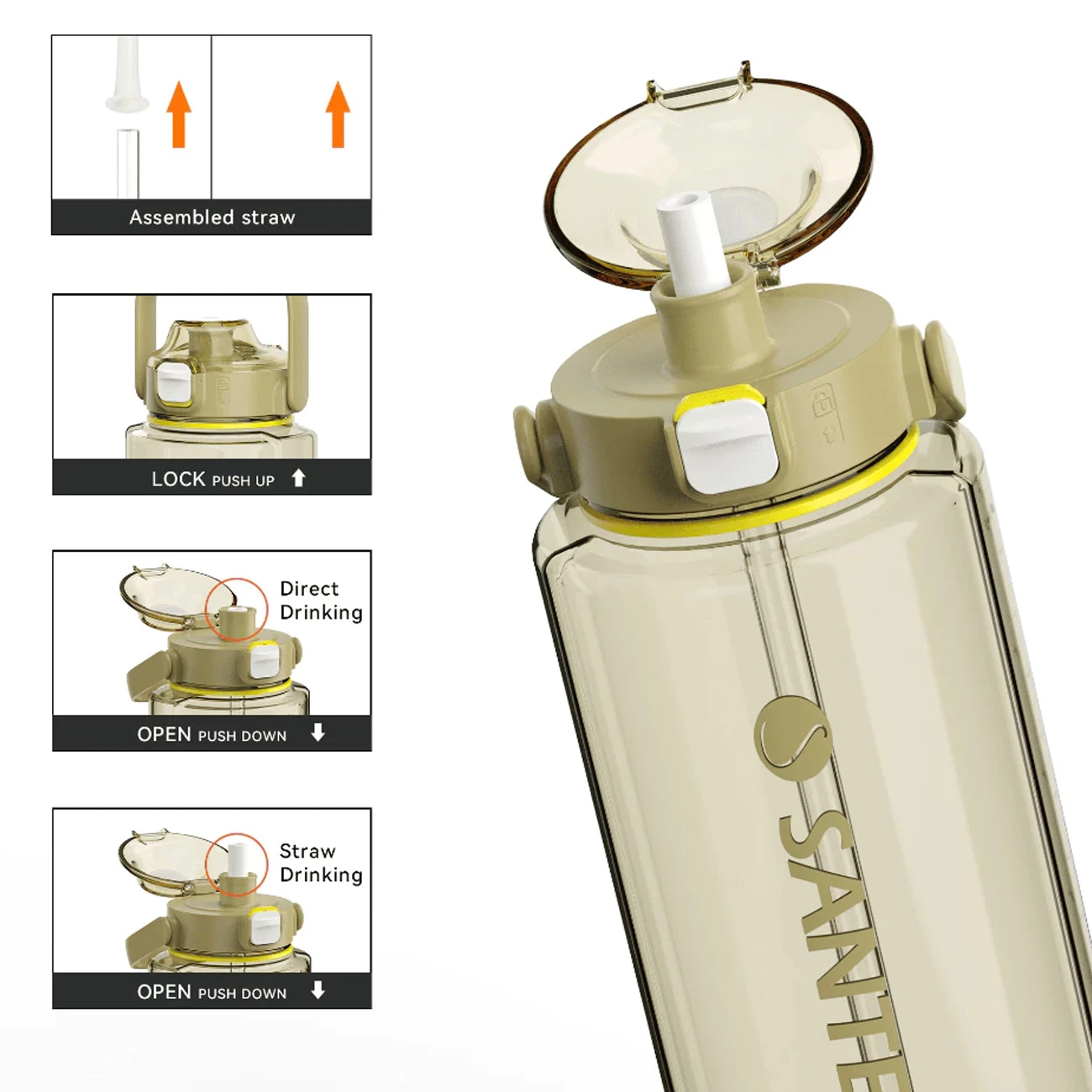 بطری ورزشی تک جداره سانتکو SANTECO مدل HTR-1500-117 ظرفیت 1500ml
