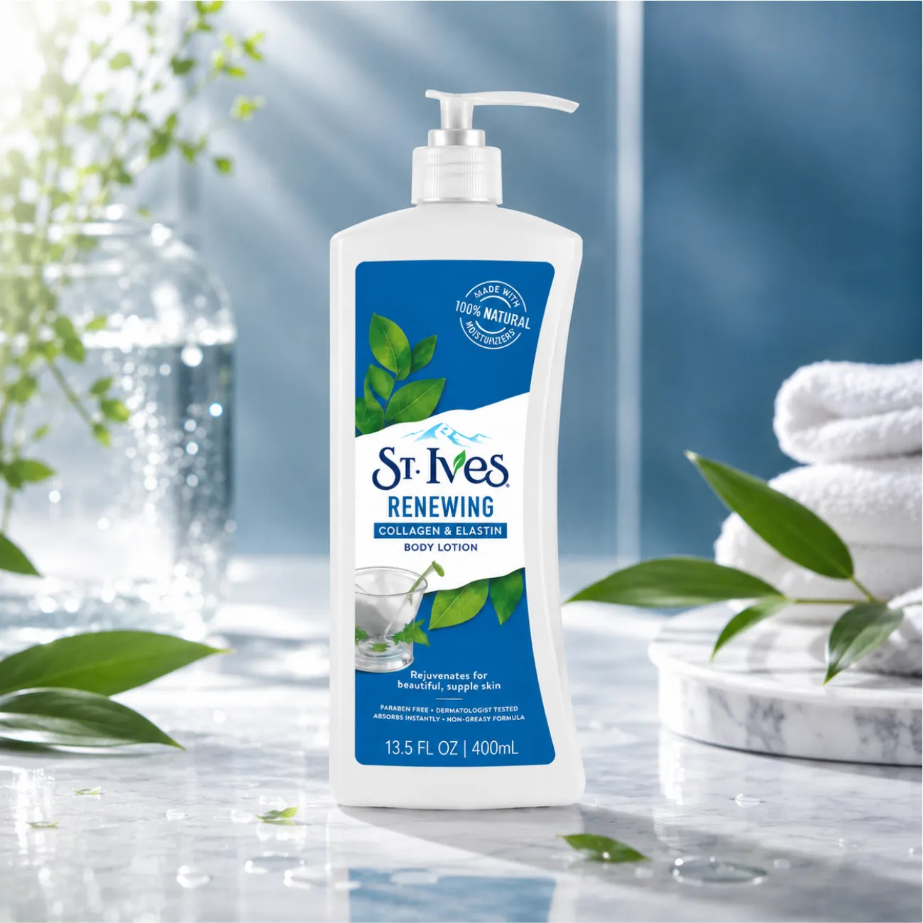 لوسیون بدن جوانساز سنت ایوز St. Ives اصل حاوی کلاژن و الاستین حجم 400ml