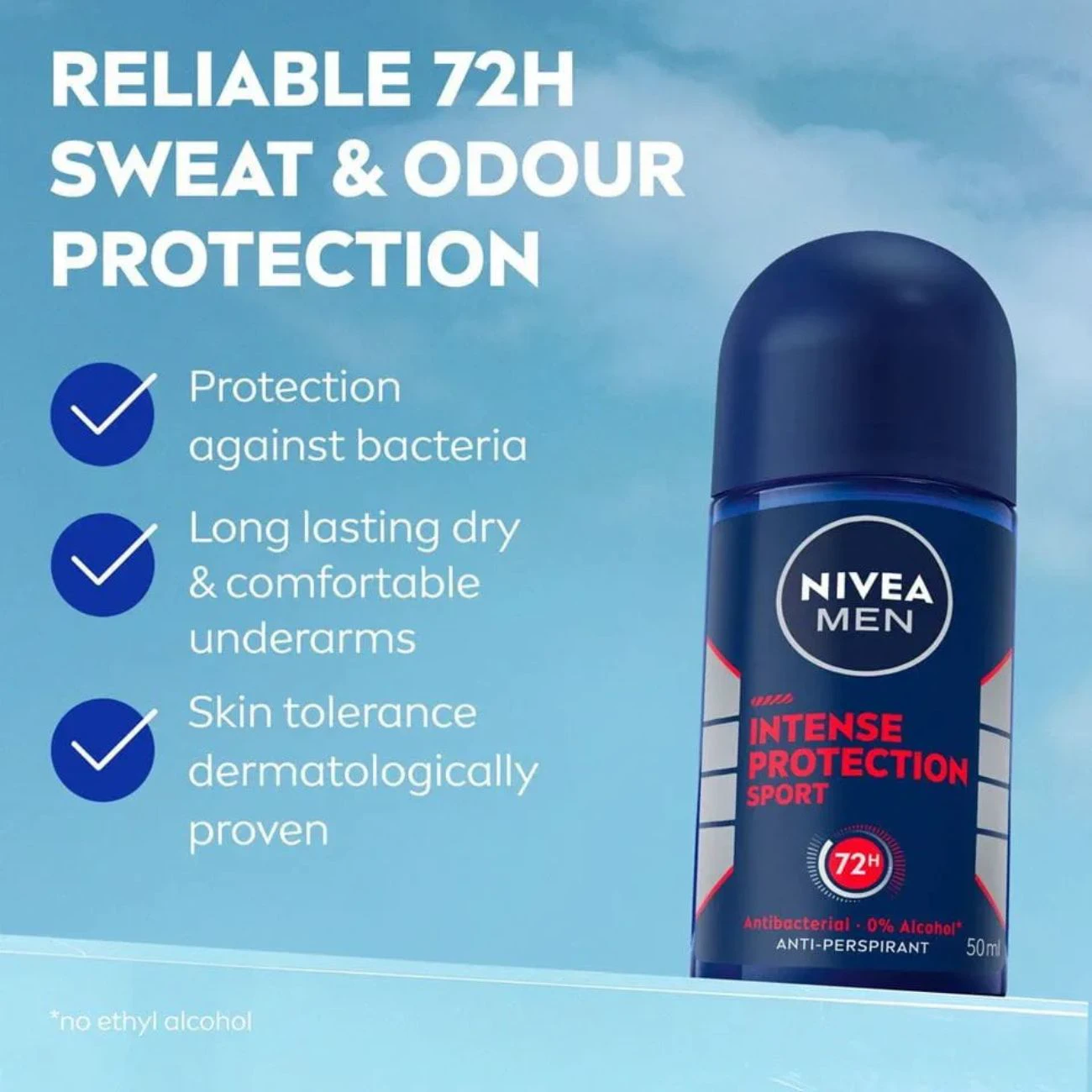رول ضد تعریق مردانه نیوآ NIVEA مدل Dry Impact 72H آنتی باکتریال 50ml