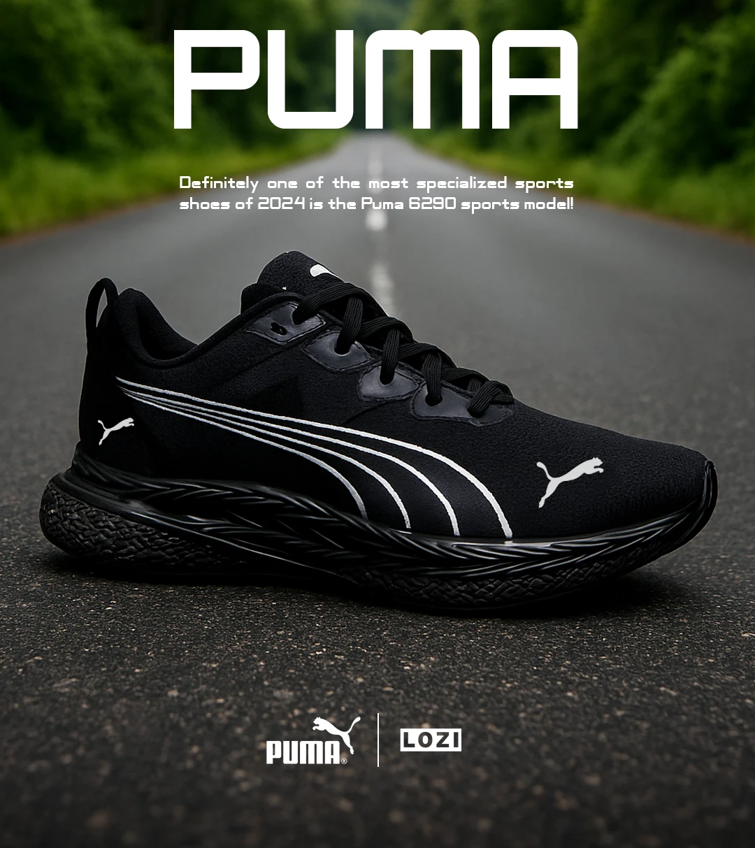 کفش کتانی ورزشی مشکی مردانه و زنانه PUMA مدل 6290