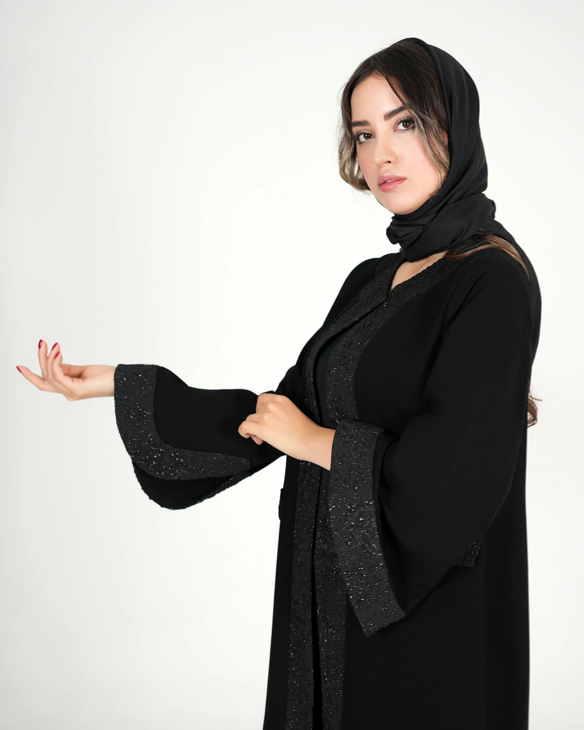 مانتو شانتون بلند زنانه مشکی کد 96 (115)