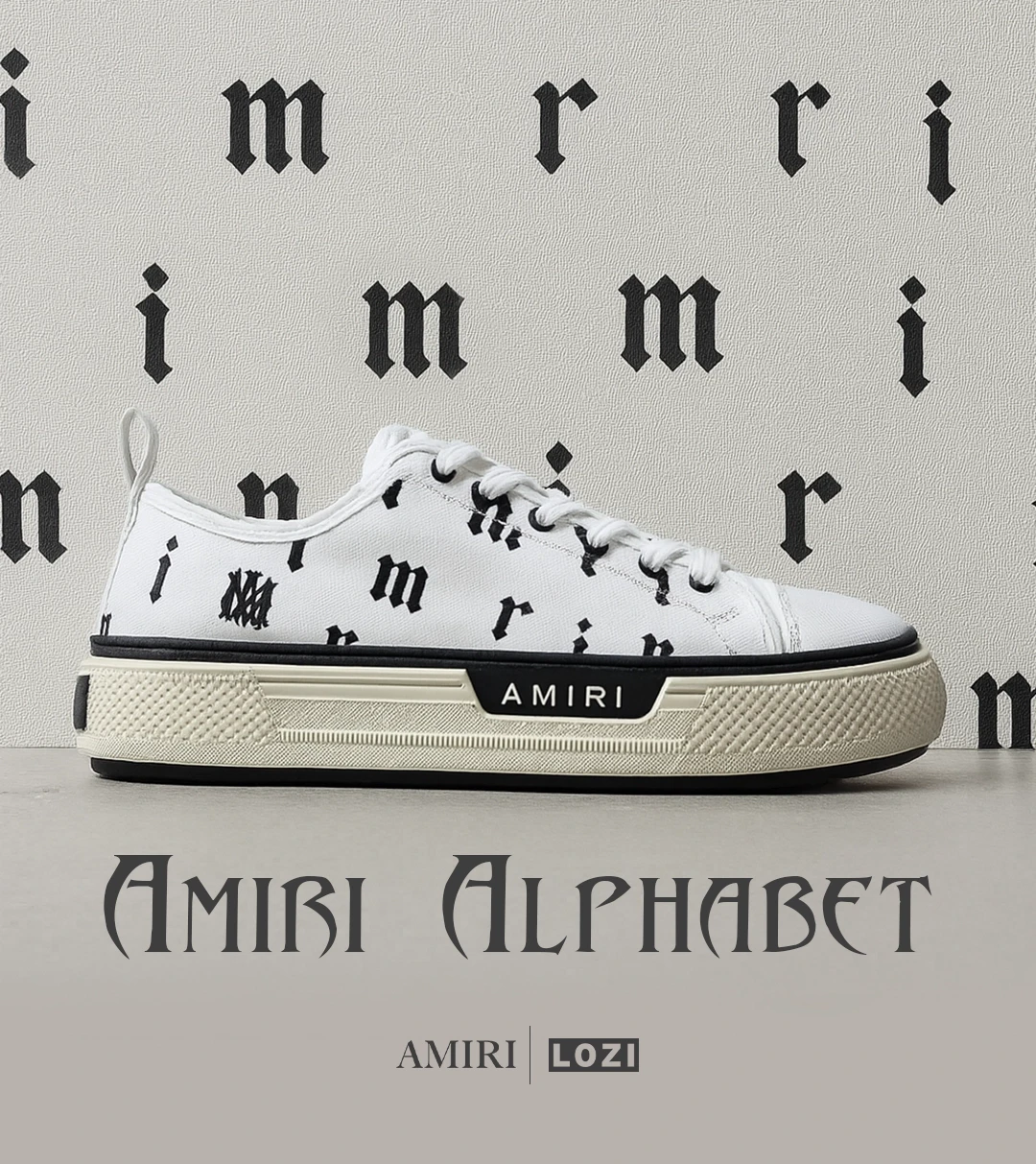 کفش اسنیکرزسفید مشکی Amiri Alphabet مدل 5989