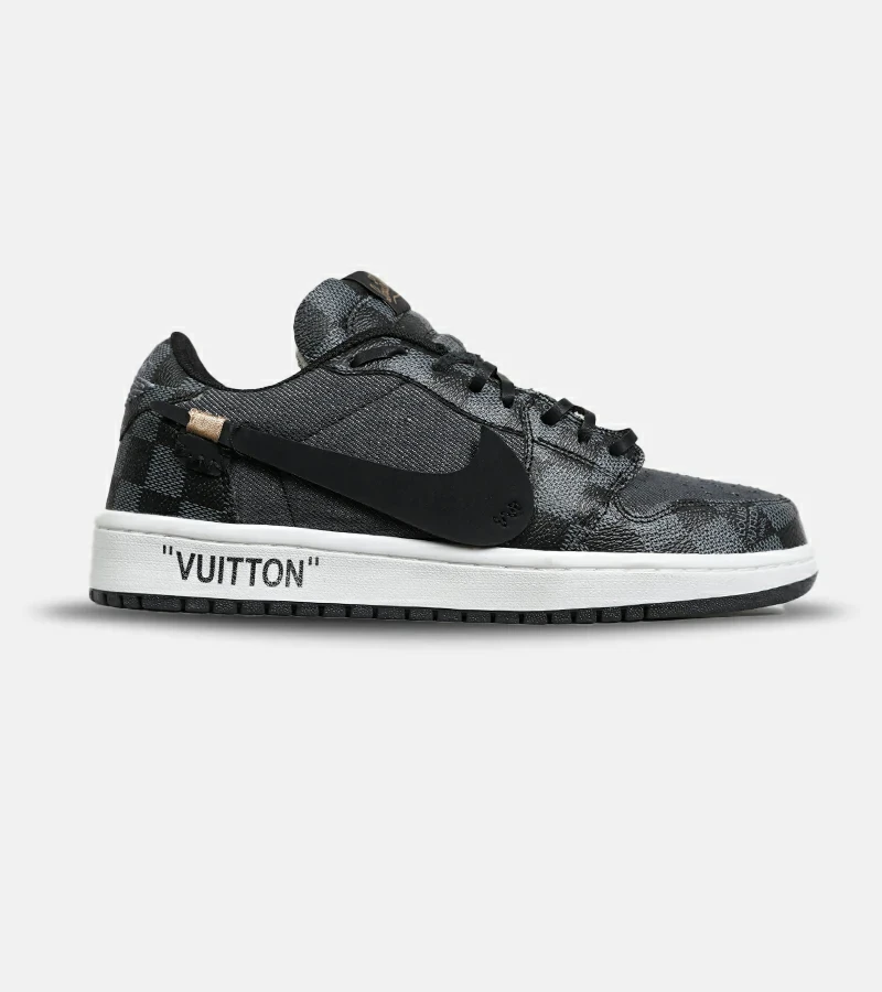 کفش کتانی مردانه و زنانه طوسی مشکی NIKE jordan 1 x LOUIS VUITTON مدل 6931