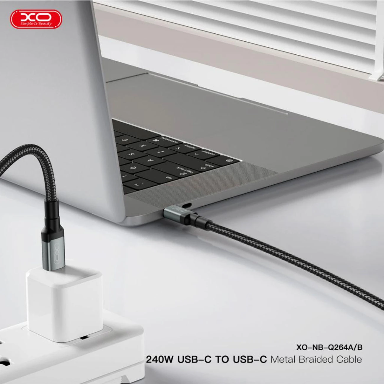 کابل دو سر تایپ سی ایکس او XO مدل NB-Q264B توان 240 وات 2 متر