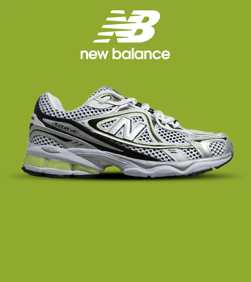 کفش کتانی مردانه و زنانه سفید نقره ای لیمویی NEW BALANCE 1064 مدل 5626