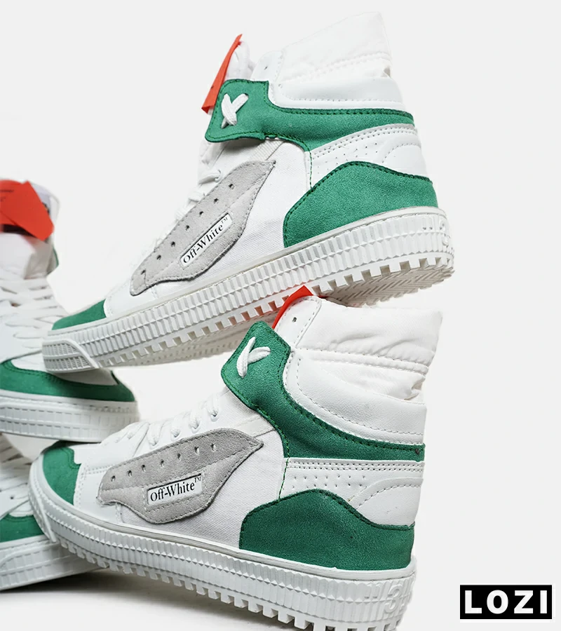 کفش کتانی ساق‌دار سفید سبز OFF WHITE مدل 6828