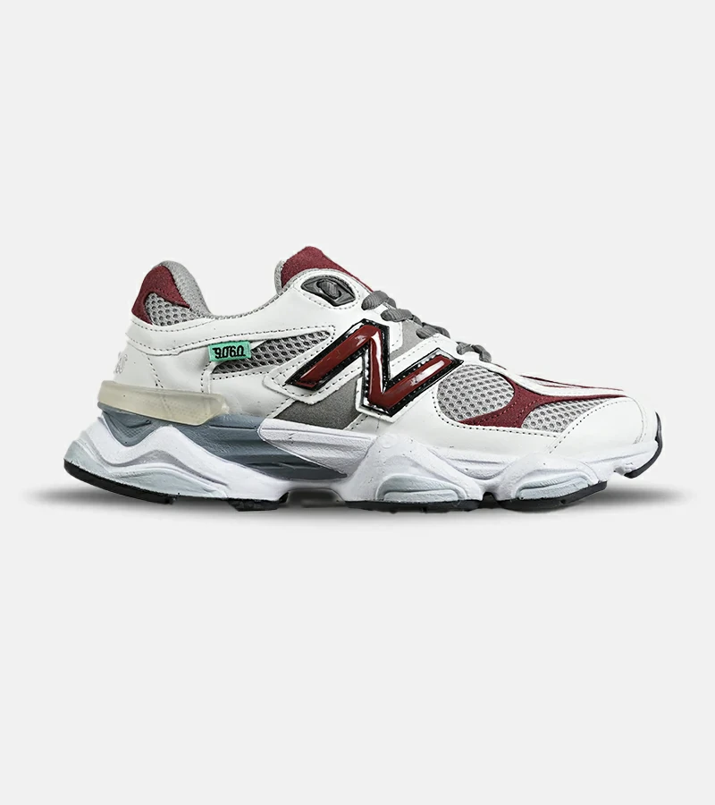کفش کتانی مردانه و زنانه سفید قرمز طوسی NEW BALANCE 9060 مدل 7315