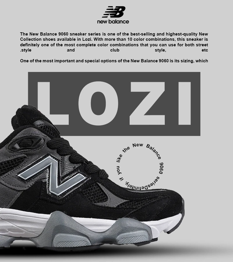 کفش کتانی مردانه و زنانه مشکی طوسی NEW BALANCE 9060 مدل 7259