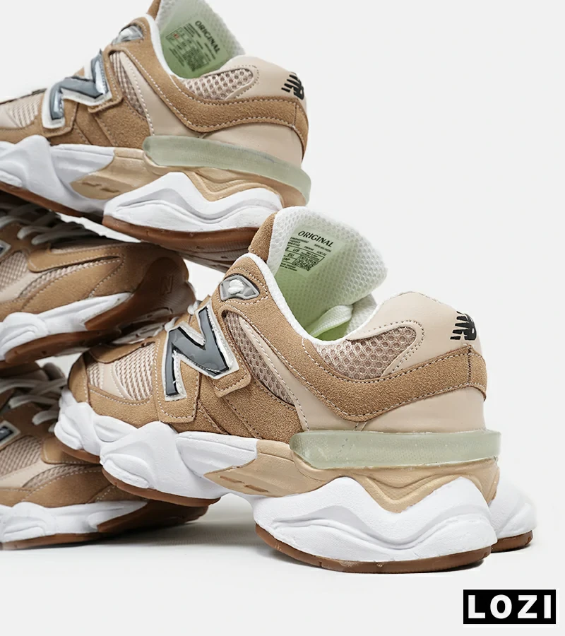 کفش کتانی مردانه و زنانه قهوه ای کرم طوسی NEW BALANCE 9060 مدل 5299