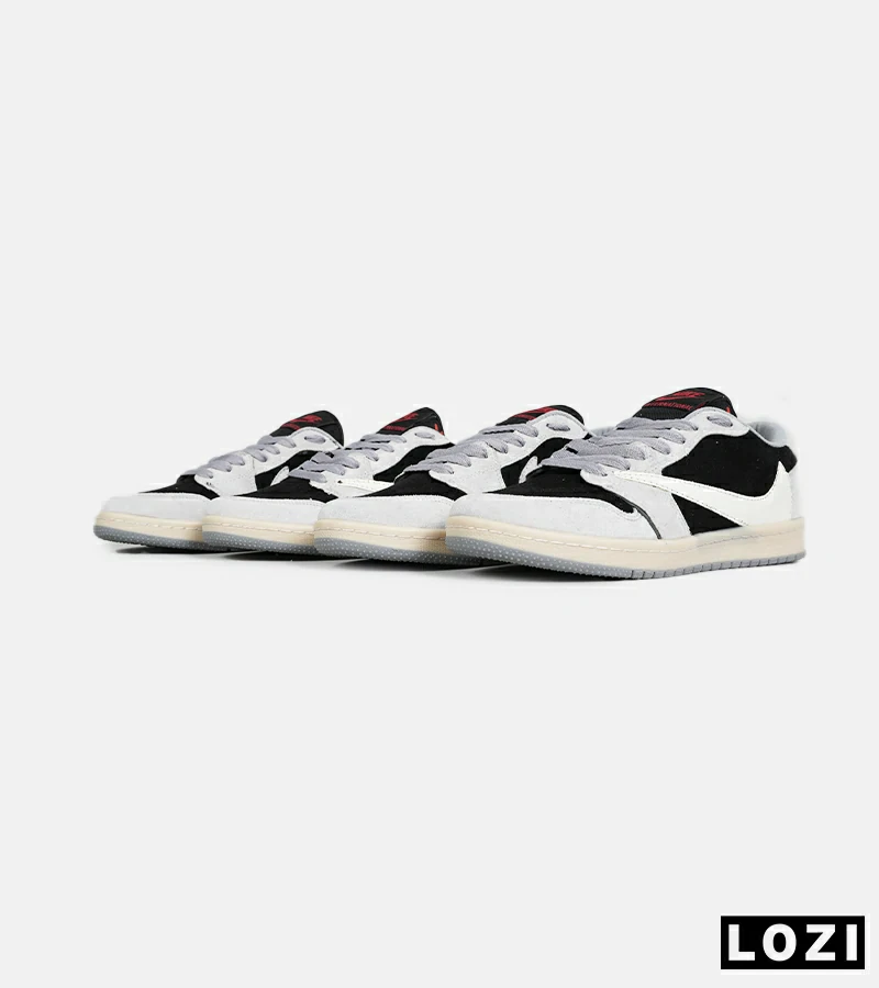 کفش کتانی مردانه کرم مشکی NIKE travis scott مدل 7109