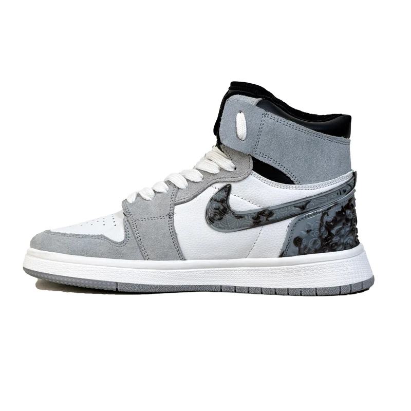 کتانی اسپرت مردانه مدل نایک ایرجردن1 ساق‌دار Nike Air jordan1 رنگ طوسی کد 51402