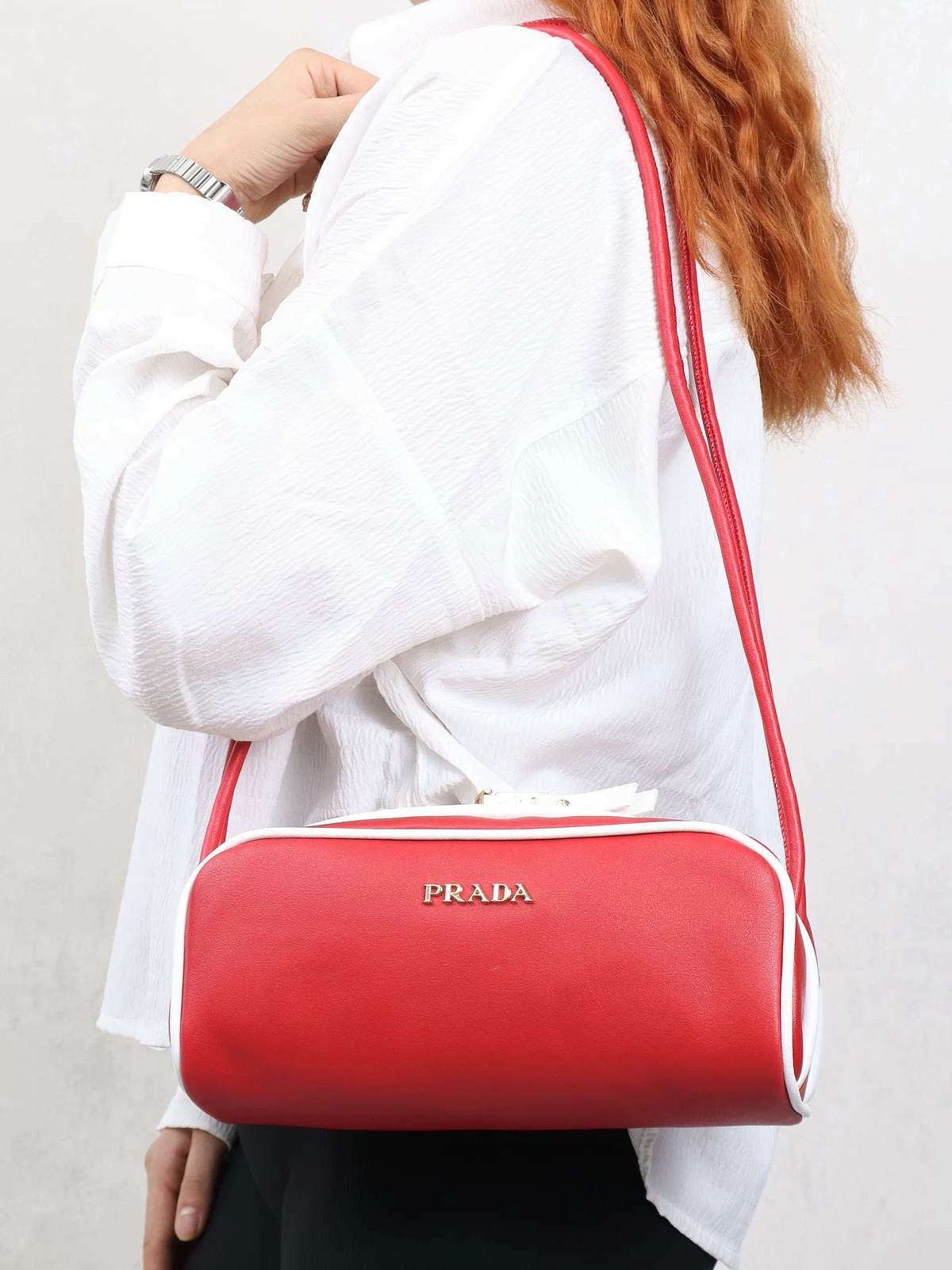 کیف دوشی زنانه مدل پرادا PRADA کد SH1502 (قرمز)