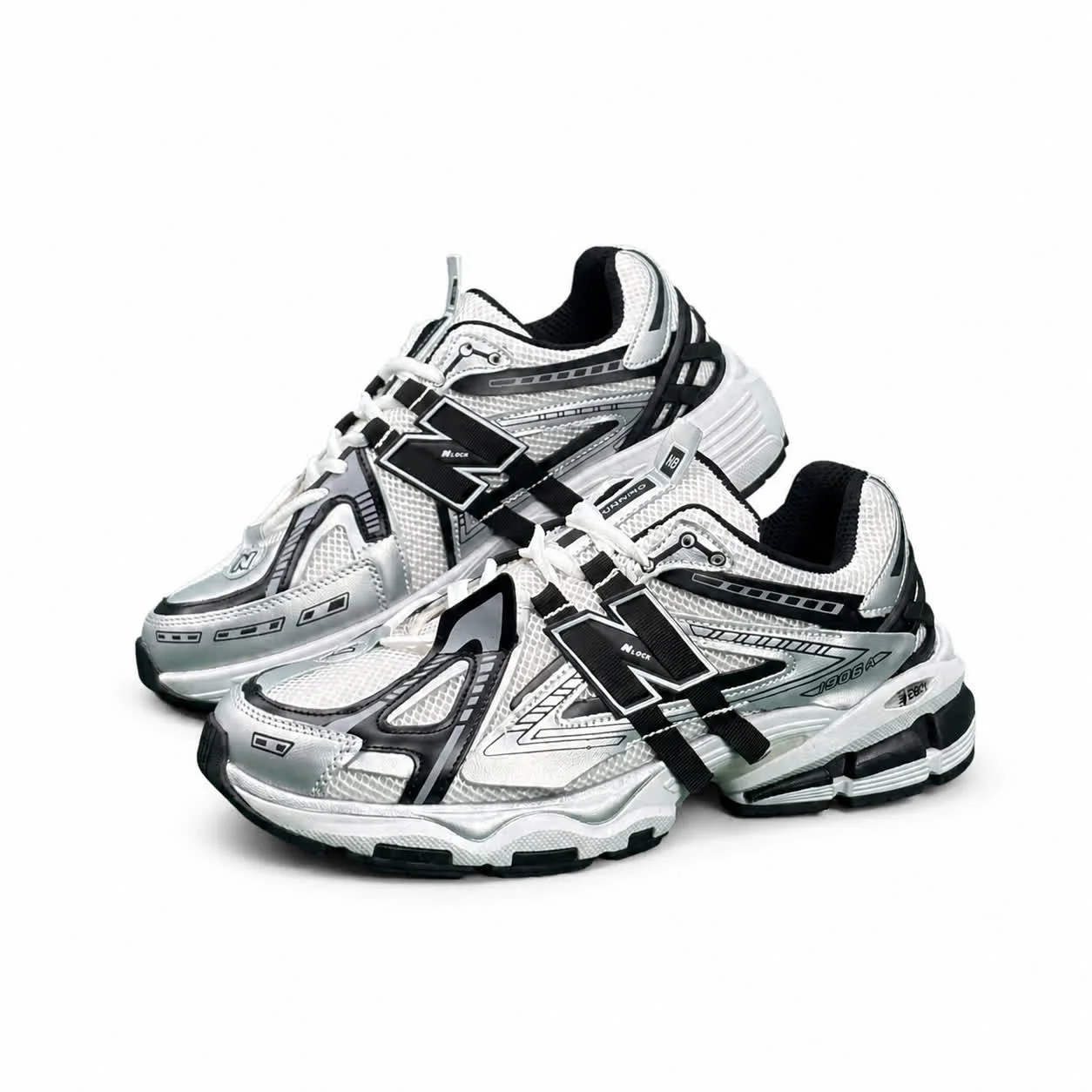 کتانی مردانه نیوبالانس 1906 طوسی مشکی سفید New BALANCE 1906A