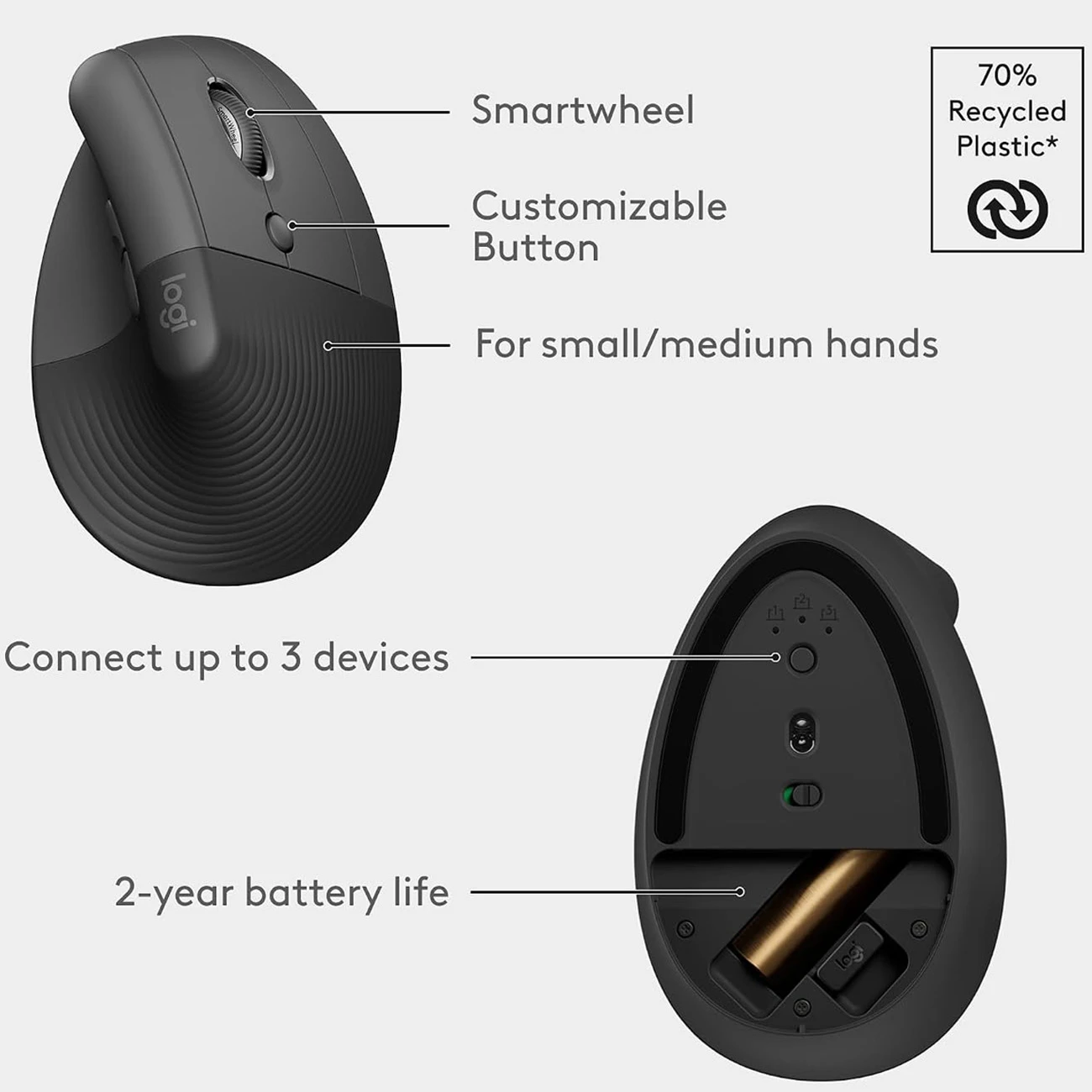 ماوس بی سیم لاجیتک Logitech مدل Lift Vertical
