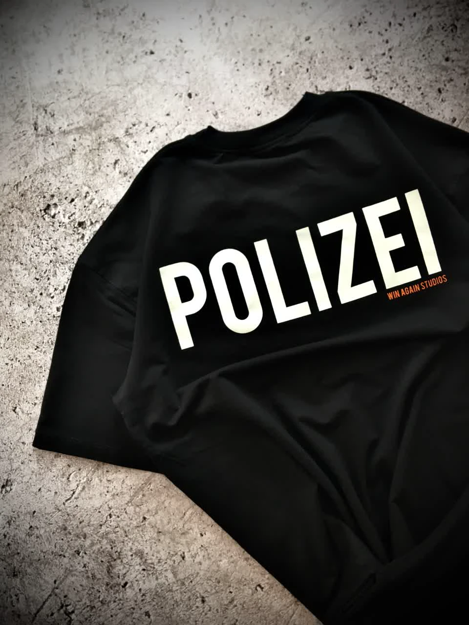 ست تیشرت شلوارک نیم بگ باکسی دونخ مدل POLIZEI _ مشکی