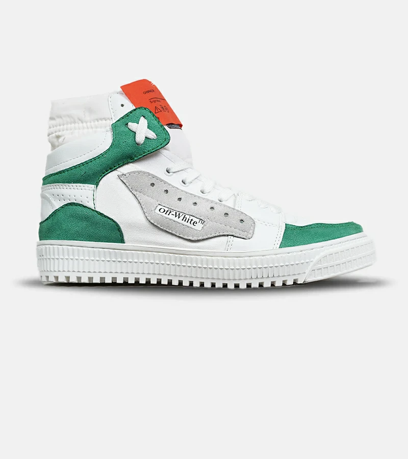کفش کتانی ساق‌دار سفید سبز OFF WHITE مدل 6828