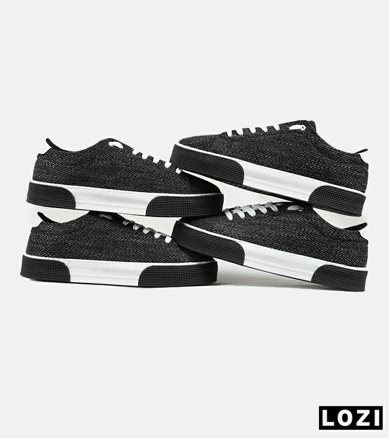 کفش کتانی مردانه مشکی سفید PULL & BEAR مدل 7446
