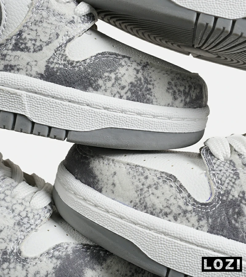 کفش کتانی مردانه و زنانه طوسی سفید NIKE dunk low steam puppet مدل 7206