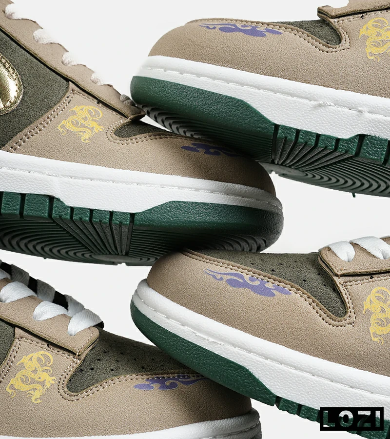 کفش کتانی مردانه و زنانه کرم سبز طلایی نایک NIKE Dunk Low Remastered مدل 7327