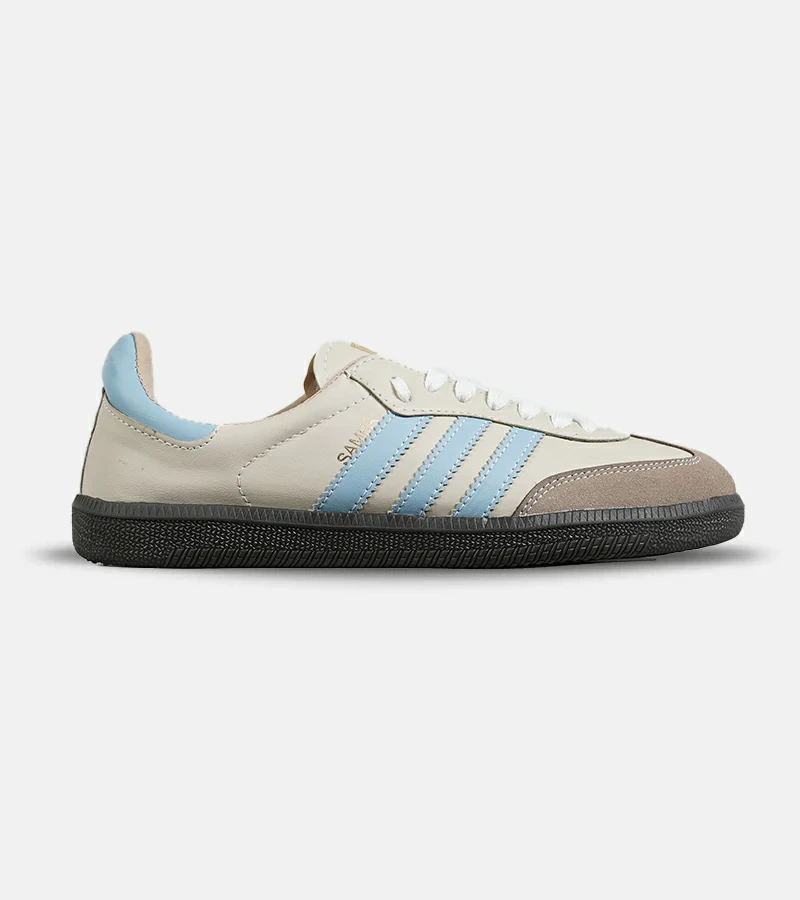 کفش کتانی مردانه و زنانه کرم آبی ADIDAS Samba مدل 7303