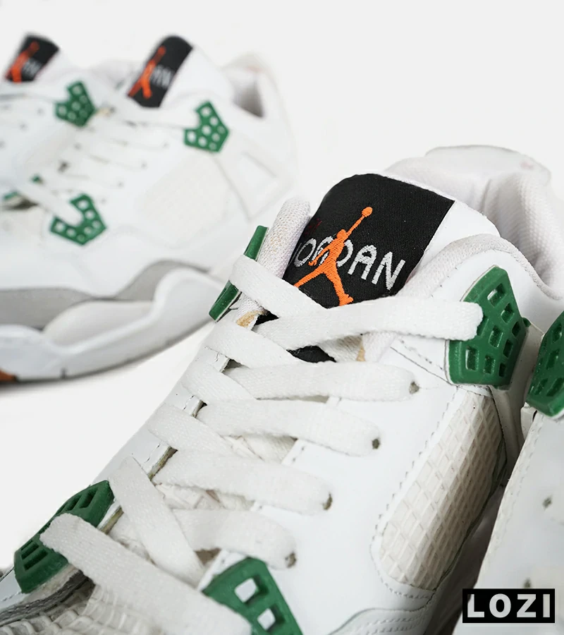 کتانی ساق‌دار زنانه و مردانه سفید سبز Nike air jordan 4 مدل 6833