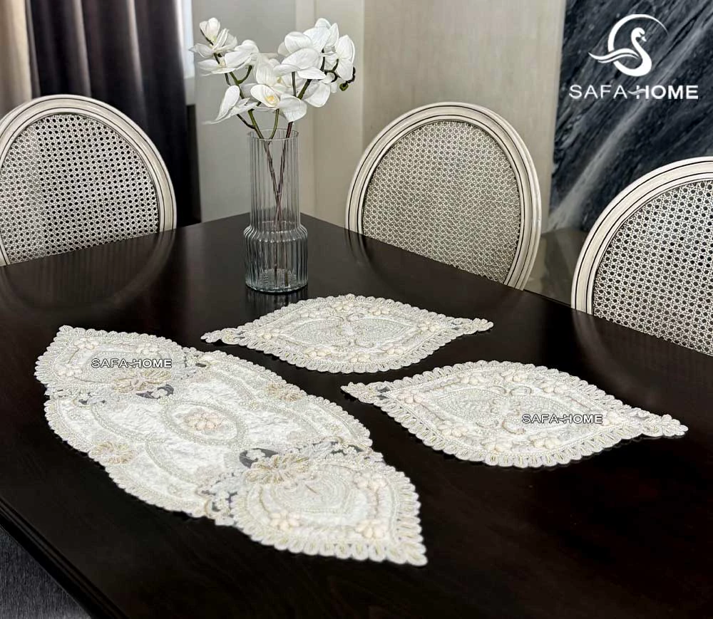 رومیزی پاشا مخمل طرح دیبا 3 تکه