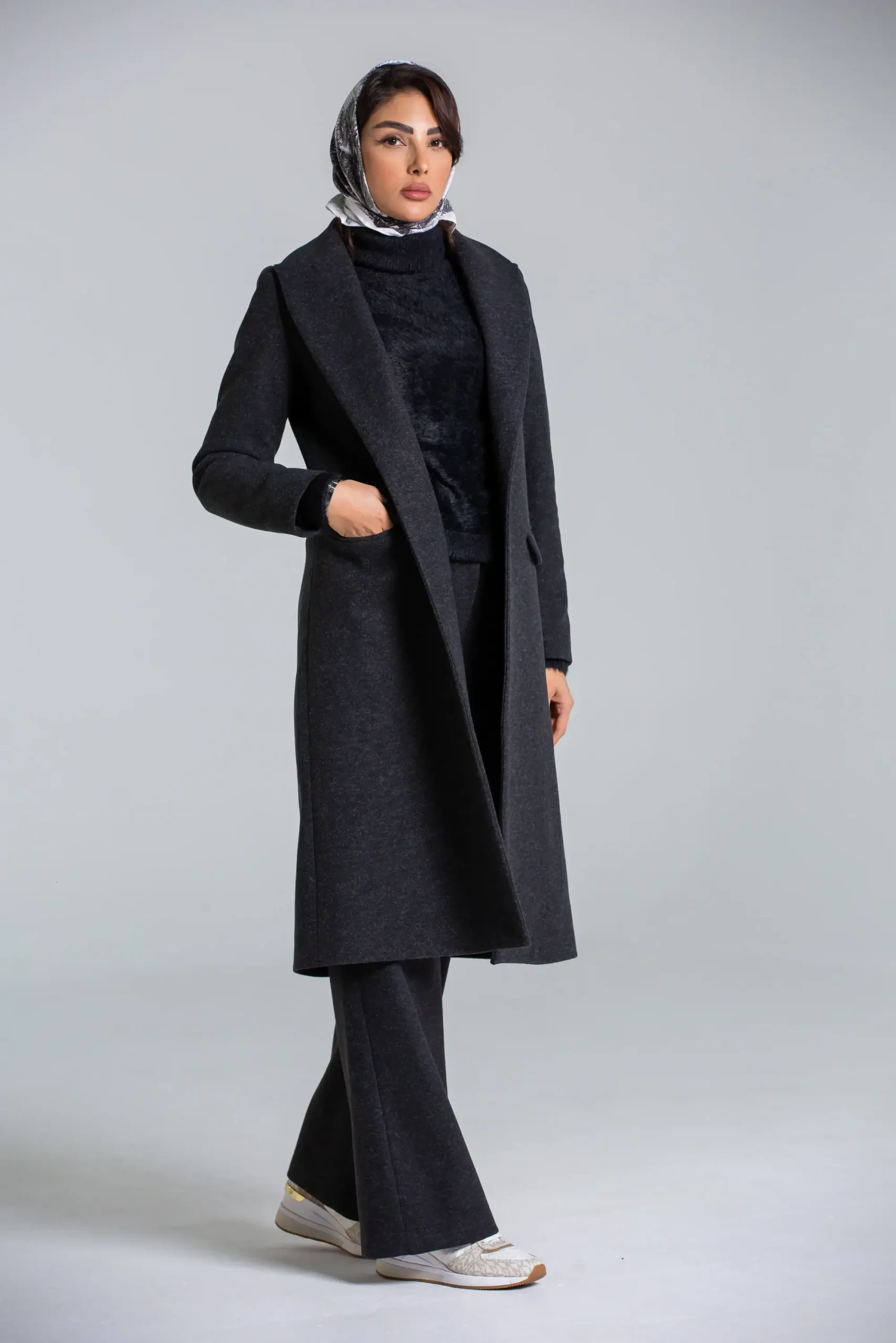 پالتو یقه بلیزر بلند (مشکی)