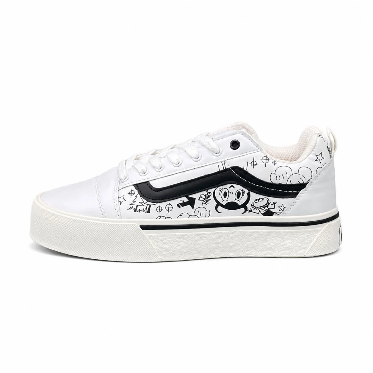 کفش کتانی مردانه ونس اولداسکول کنو کاستوم سفید مشکی Vans oldskool Knu