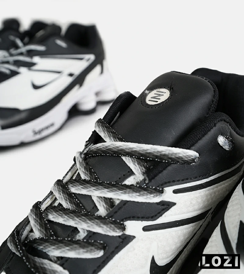 کفش کتانی مردانه سفید مشکی نایک NIKE x SUPREME shox ride 2 مدل 7098