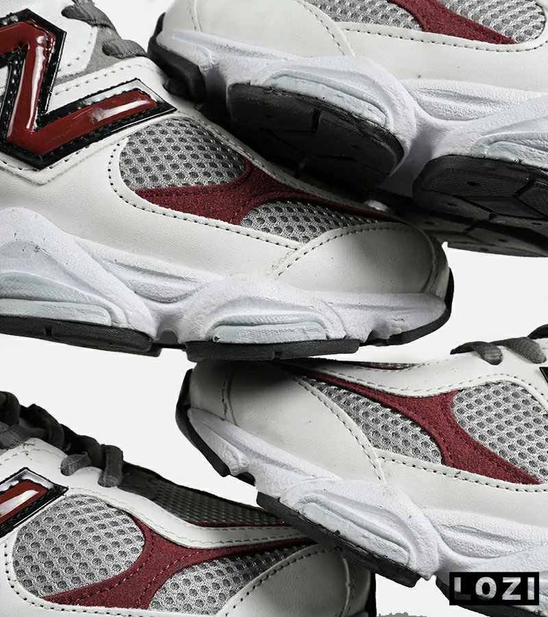کفش کتانی مردانه و زنانه سفید قرمز طوسی NEW BALANCE 9060 مدل 7315