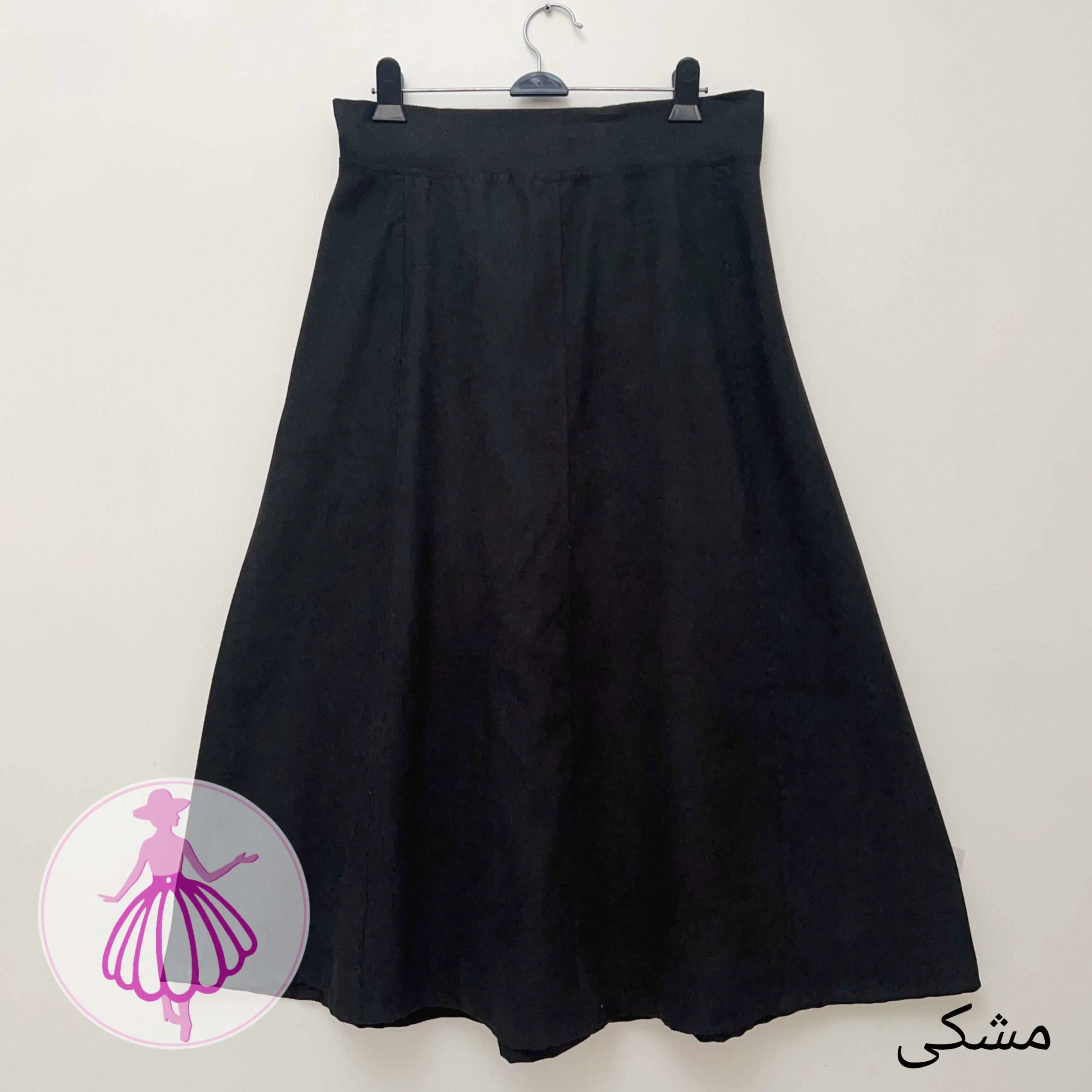 دامن مخمل کلوش بلند در رنگبندی متنوع(کد1425) (مشکی)