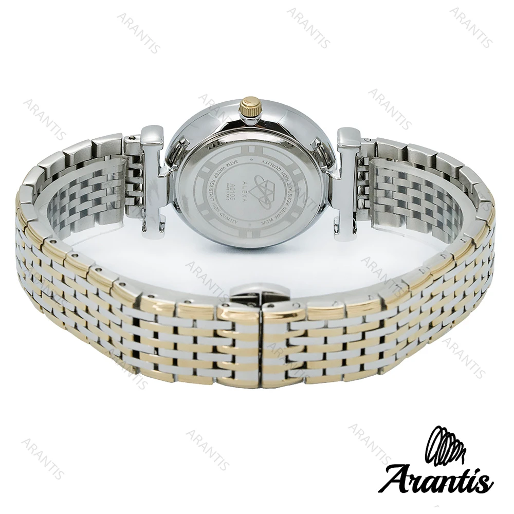 ساعت الکسا Premier 0105 زنانه دورنگ طلایی سیلور دورنگین w-10110