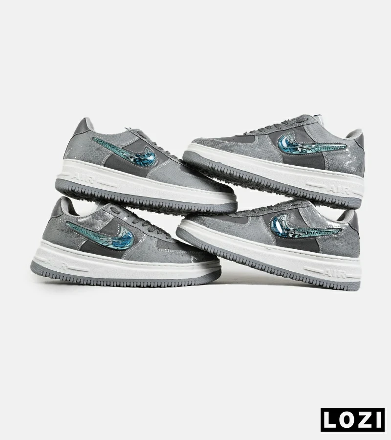 کفش کتانی مردانه و زنانه طوسی آبی NIKE dunk low steam puppet مدل 7220
