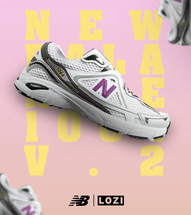 کفش کتانی مردانه و زنانه سفید بنفش NEW BALANCE 1064 V.2