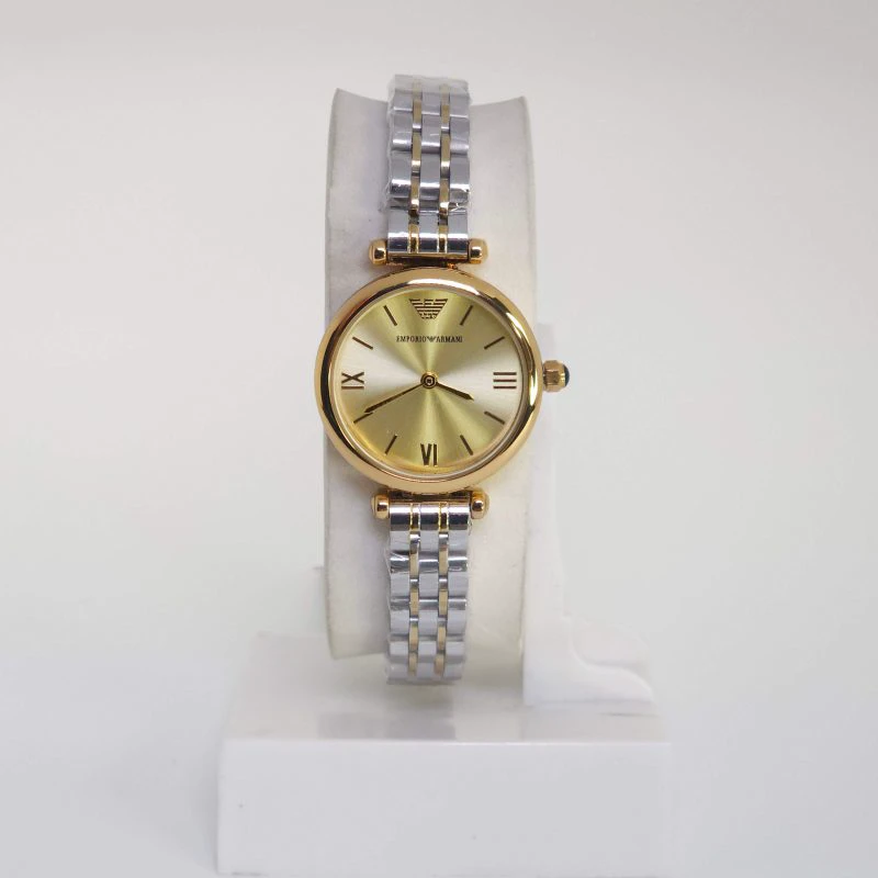 ساعت مچی زنانه امپریو آرمانی Emporio Armani 303 تمام استیل با قفل پروانه ای (نقره ای صفحه طلائی)