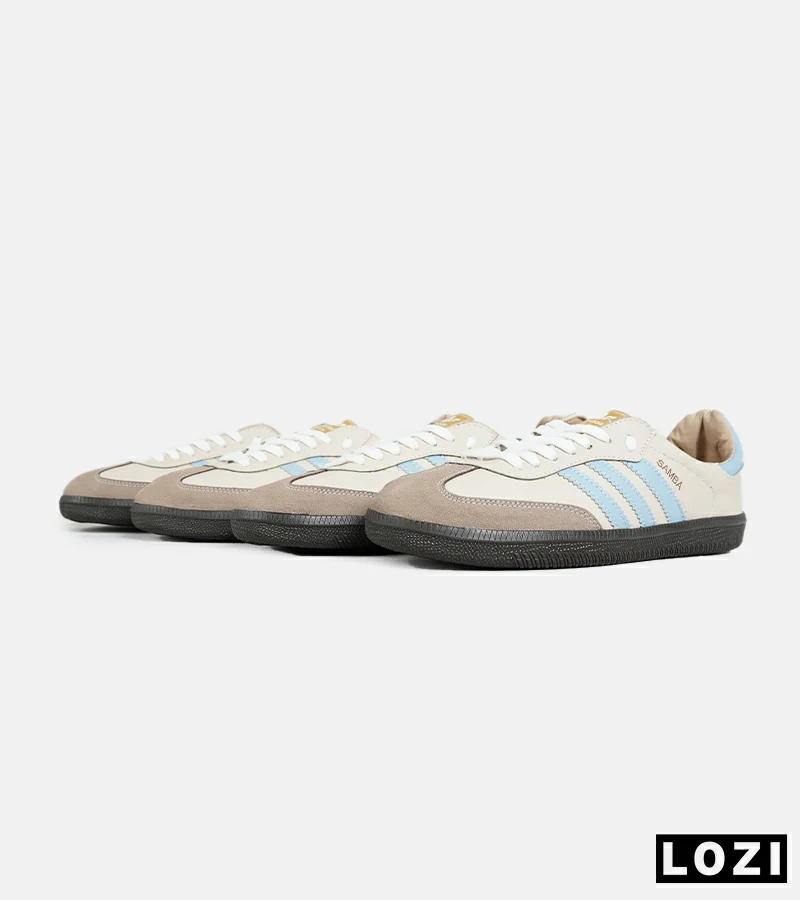 کفش کتانی مردانه و زنانه کرم آبی ADIDAS Samba مدل 7303