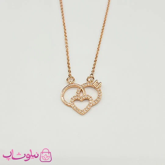 گردنبند زنانه ظریف استیل مدل قلب رزگلد کد 120