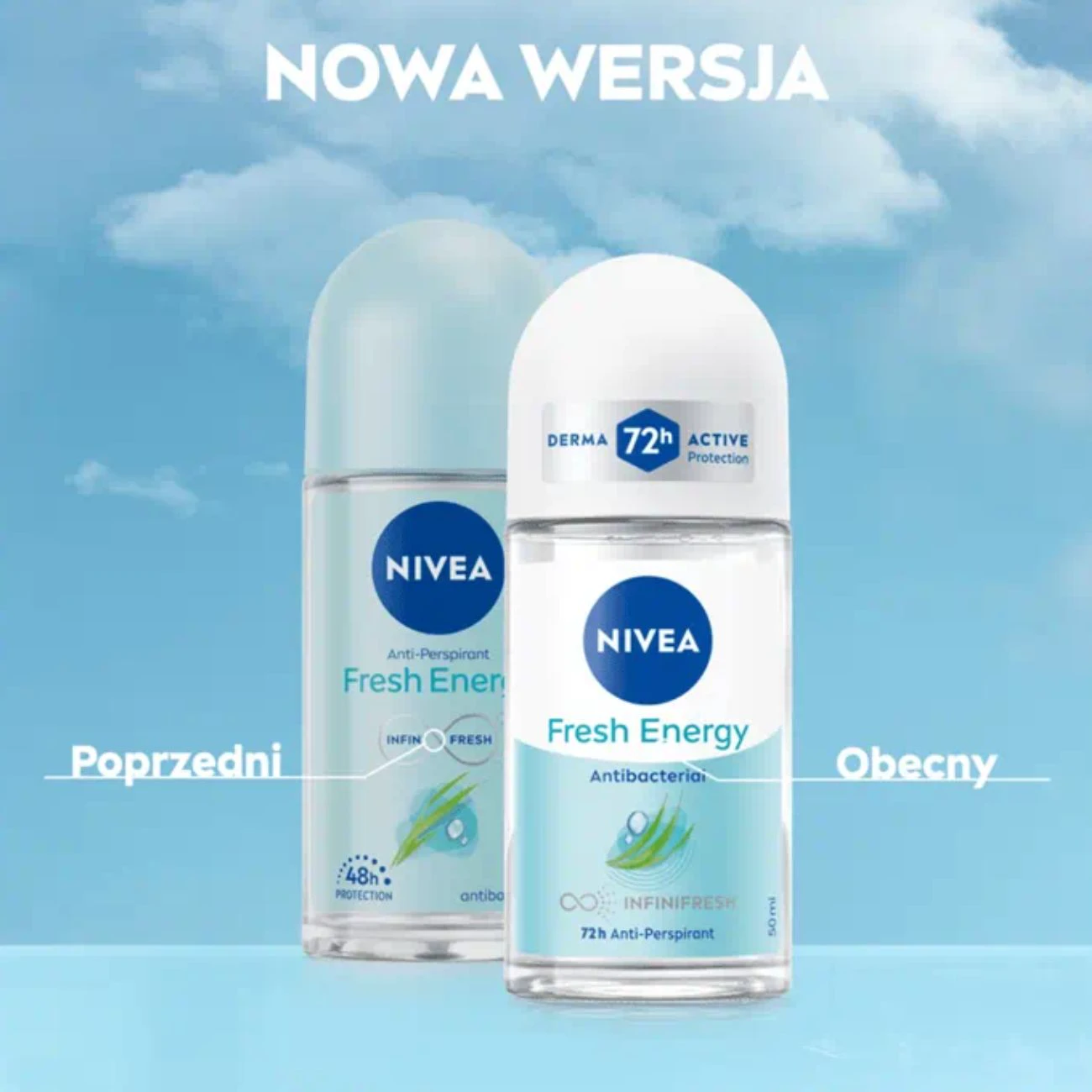 رول ضد تعریق زنانه نیوآ NIVEA مدل Fresh Energy 72H آنتی باکتریال 50ml