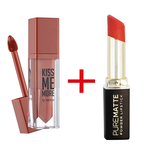 باندل رژ لب مایع کیس می مور فلورمار رژ لب جامد پودر مات گلدن رز