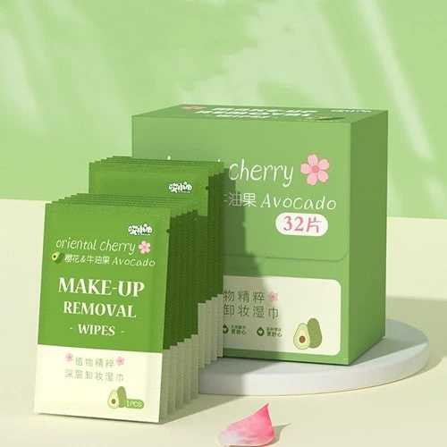 دستمال مرطوب پاک کننده آرایش ساشه ای آووکادو 32 عددی