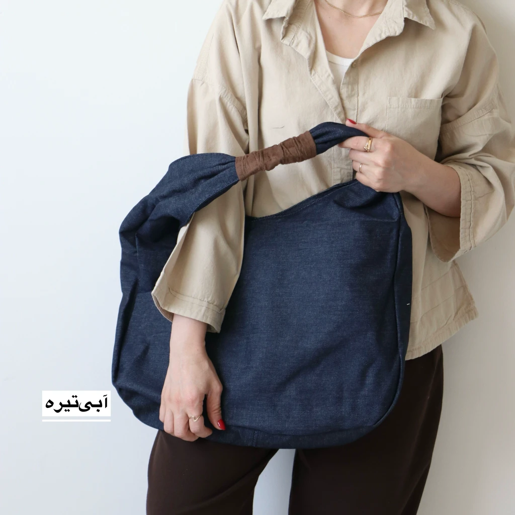 کیف زنانه بزرگ مدل دایان کتان (آبی تیره)