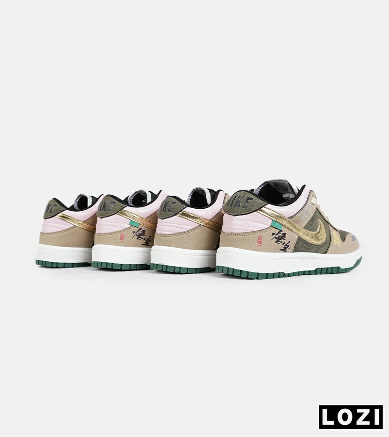 کفش کتانی مردانه و زنانه کرم سبز طلایی نایک NIKE Dunk Low Remastered مدل 7327