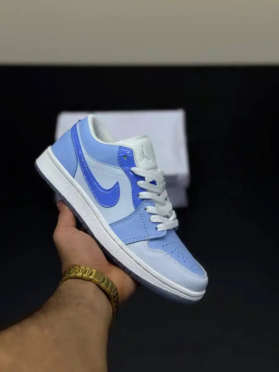 کفش نایک ایر جردن وان لو آبی باکس Nike Air Jordan 1 Low Blue Box