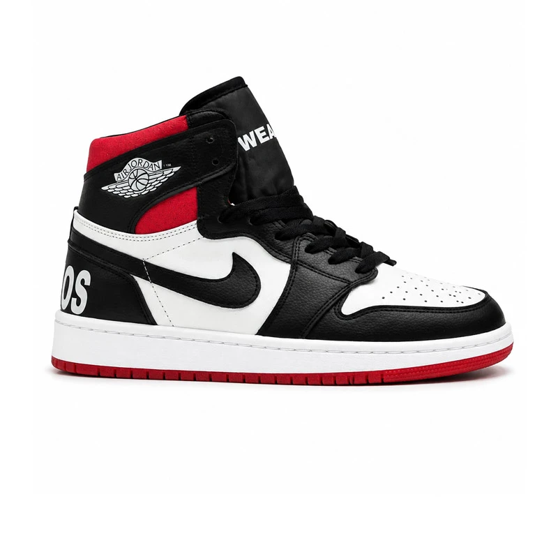 کفش و کتانی مردانه ساق‌دار مدل NIKE JORDAN 1 رنگ سفید مشکی کد 2255