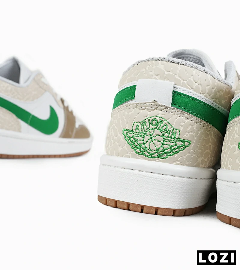 کفش کتانی مردانه و زنانه سفید کرم سبز NIKE jordan 1 مدل 7455