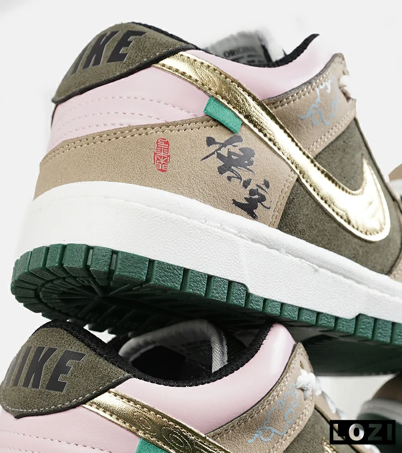 کفش کتانی مردانه و زنانه کرم سبز طلایی نایک NIKE Dunk Low Remastered مدل 7327